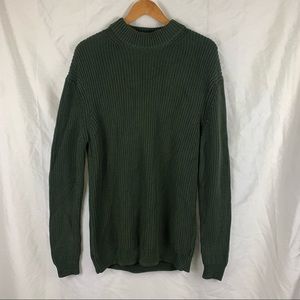 Mens Green Zara Ribbed Knit Sweater